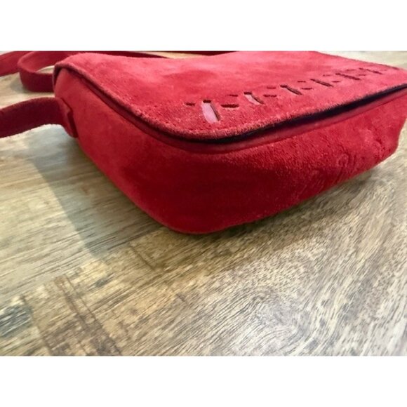 Womens Vintage By Paloma Picasso x Red Suede Shoulder Bag Lopez Cambil Purse - Picture 5 of 16